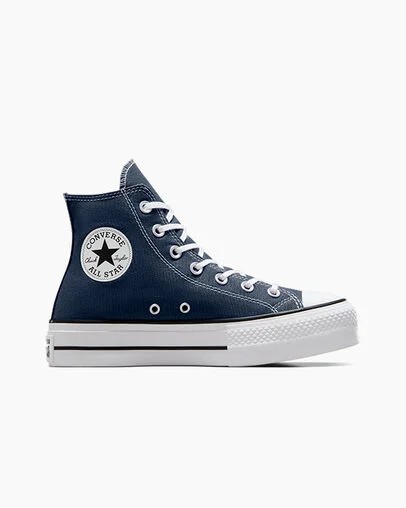 Zapatillas de Lona Converse Chuck Taylor All Star Lift Platform Mujer Azul Marino Blancas Negras Chile | C-68231599