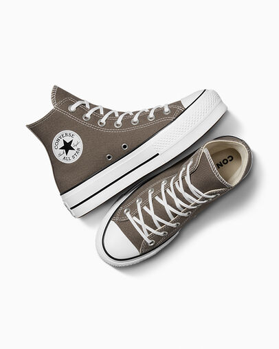 Zapatillas de Lona Converse Chuck Taylor All Star Lift Platform Mujer Gris Blancas Negras Chile | C-85263719