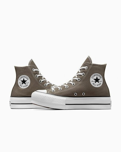 Zapatillas de Lona Converse Chuck Taylor All Star Lift Platform Mujer Gris Blancas Negras Chile | C-85263719