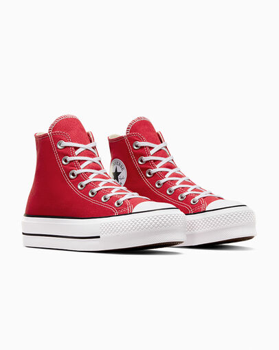 Zapatillas de Lona Converse Chuck Taylor All Star Lift Platform Mujer Rojas Blancas Negras Chile | C-65971049