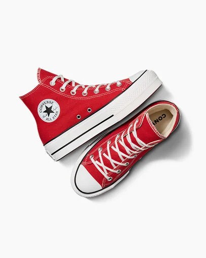 Zapatillas de Lona Converse Chuck Taylor All Star Lift Platform Mujer Rojas Blancas Negras Chile | C-65971049