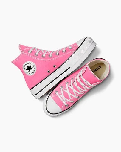 Zapatillas de Lona Converse Chuck Taylor All Star Lift Platform Mujer Rosas Blancas Negras Chile | C-42096159