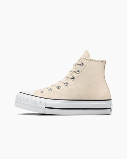 Zapatillas de Lona Converse Chuck Taylor All Star Lift Platform Mujer Beige Blancas Negras Chile | C-48723959