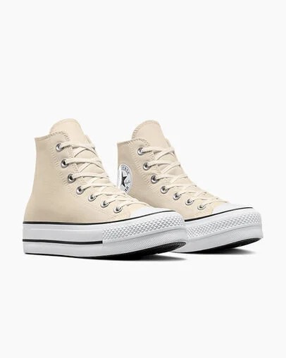 Zapatillas de Lona Converse Chuck Taylor All Star Lift Platform Mujer Beige Blancas Negras Chile | C-48723959