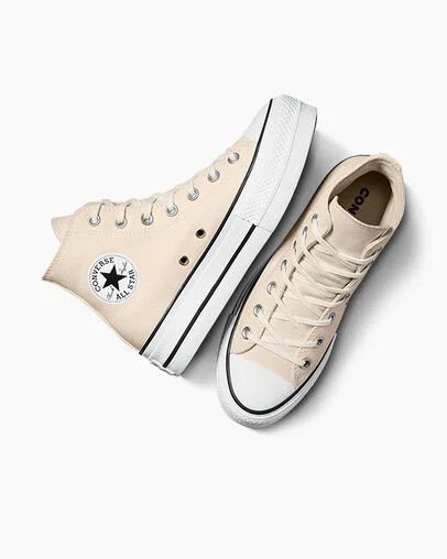 Zapatillas de Lona Converse Chuck Taylor All Star Lift Platform Mujer Beige Blancas Negras Chile | C-48723959