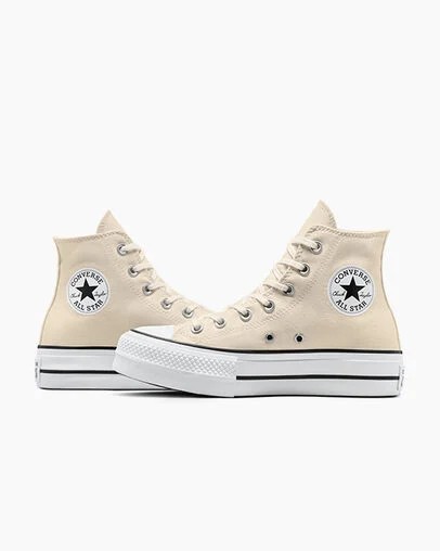 Zapatillas de Lona Converse Chuck Taylor All Star Lift Platform Mujer Beige Blancas Negras Chile | C-48723959