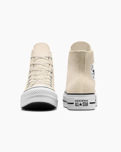 Zapatillas de Lona Converse Chuck Taylor All Star Lift Platform Mujer Beige Blancas Negras Chile | C-48723959