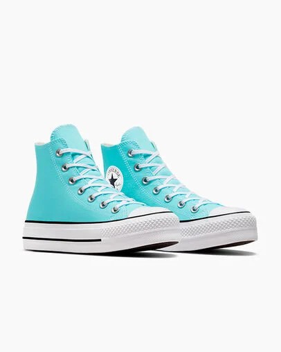 Zapatillas de Lona Converse Chuck Taylor All Star Lift Platform Mujer Azules Blancas Negras Chile | C-57360219