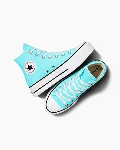 Zapatillas de Lona Converse Chuck Taylor All Star Lift Platform Mujer Azules Blancas Negras Chile | C-57360219