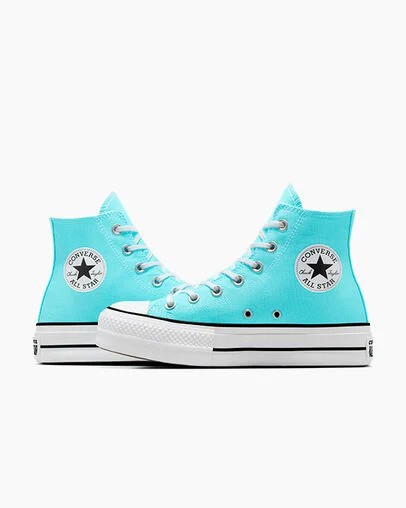 Zapatillas de Lona Converse Chuck Taylor All Star Lift Platform Mujer Azules Blancas Negras Chile | C-57360219