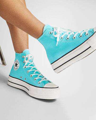 Zapatillas de Lona Converse Chuck Taylor All Star Lift Platform Mujer Azules Blancas Negras Chile | C-57360219