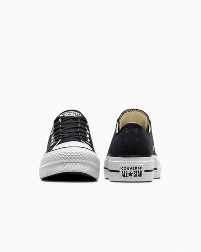 Zapatillas de Lona Converse Chuck Taylor All Star Lift Platform Mujer Negras Blancas Chile | C-68743159