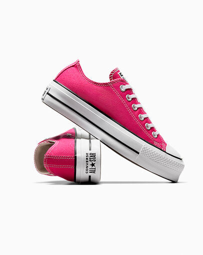 Zapatillas de Lona Converse Chuck Taylor All Star Lift Platform Mujer Rosas Blancas Negras Chile | C-02783569