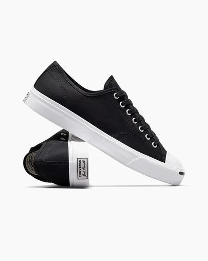 Zapatillas de Lona Converse Jack Purcell Mujer Negras Blancas Chile | C-03541969