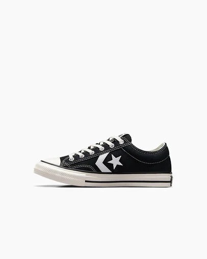 Zapatillas de Lona Converse Star Player 76 Foundational Niños Negras Blancas Chile | C-78421369