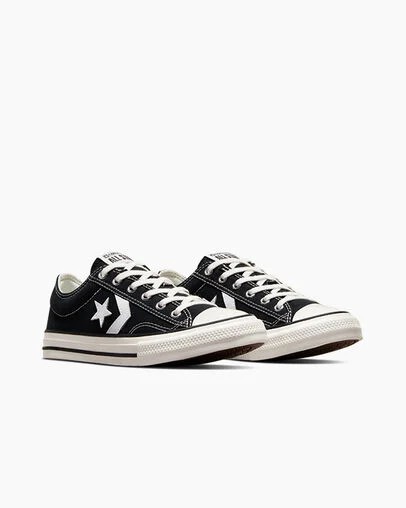 Zapatillas de Lona Converse Star Player 76 Foundational Niños Negras Blancas Chile | C-78421369