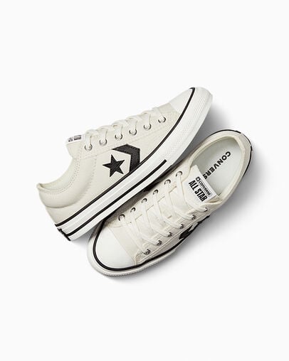 Zapatillas de Lona Converse Star Player 76 Foundational Niños Blancas Negras Chile | C-21304869