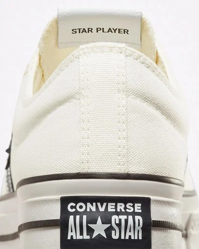 Zapatillas de Lona Converse Star Player 76 Premium Hombre Blancas Negras Chile | C-62137959