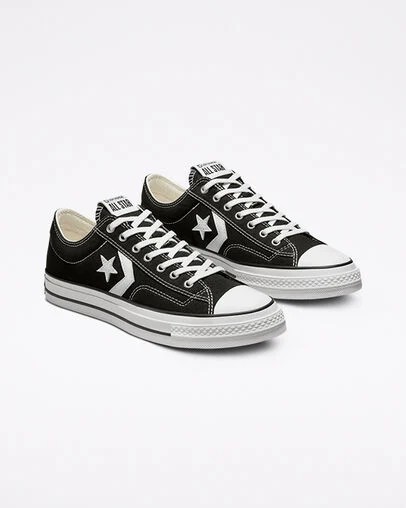 Zapatillas de Lona Converse Star Player 76 Premium Hombre Negras Blancas Chile | C-28165499