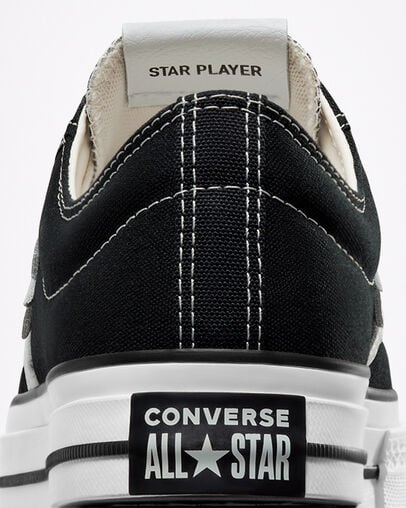 Zapatillas de Lona Converse Star Player 76 Premium Hombre Negras Blancas Chile | C-28165499