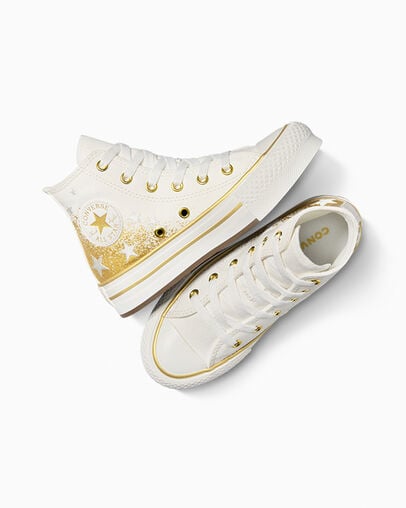 Zapatos Plataforma Converse Chuck Taylor All Star EVA Lift Niños Blancas Doradas Chile | C-26197809