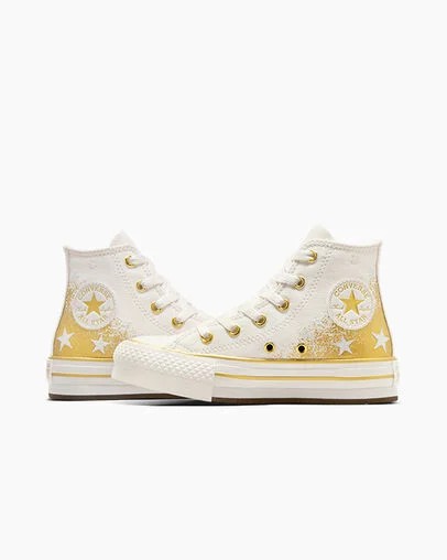 Zapatos Plataforma Converse Chuck Taylor All Star EVA Lift Niños Blancas Doradas Chile | C-26197809