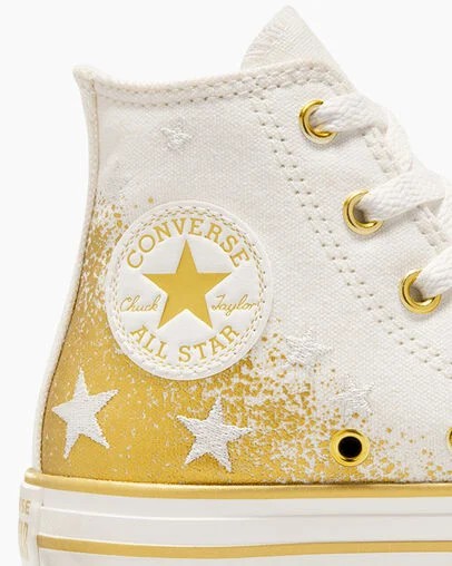 Zapatos Plataforma Converse Chuck Taylor All Star EVA Lift Niños Blancas Doradas Chile | C-26197809