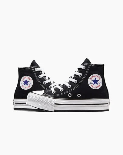 Zapatos Plataforma Converse Chuck Taylor All Star EVA Lift Niños Negras Blancas Chile | C-02619389