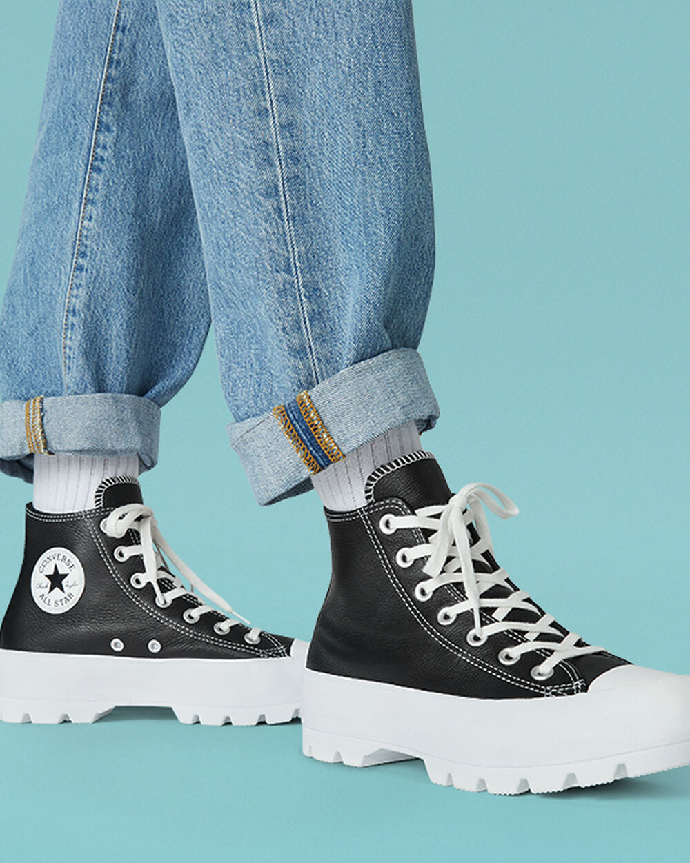 Botas de Invierno Converse Chuck Taylor All Star Mujer Negras Blancas | Chile-10745