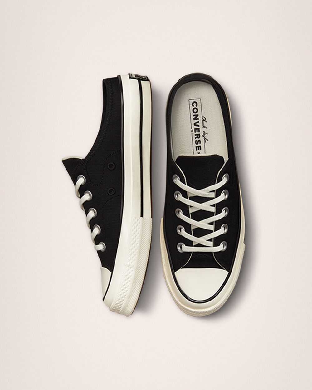 Mule Converse Chuck 70 Hombre Negras Blancas | Chile-38674