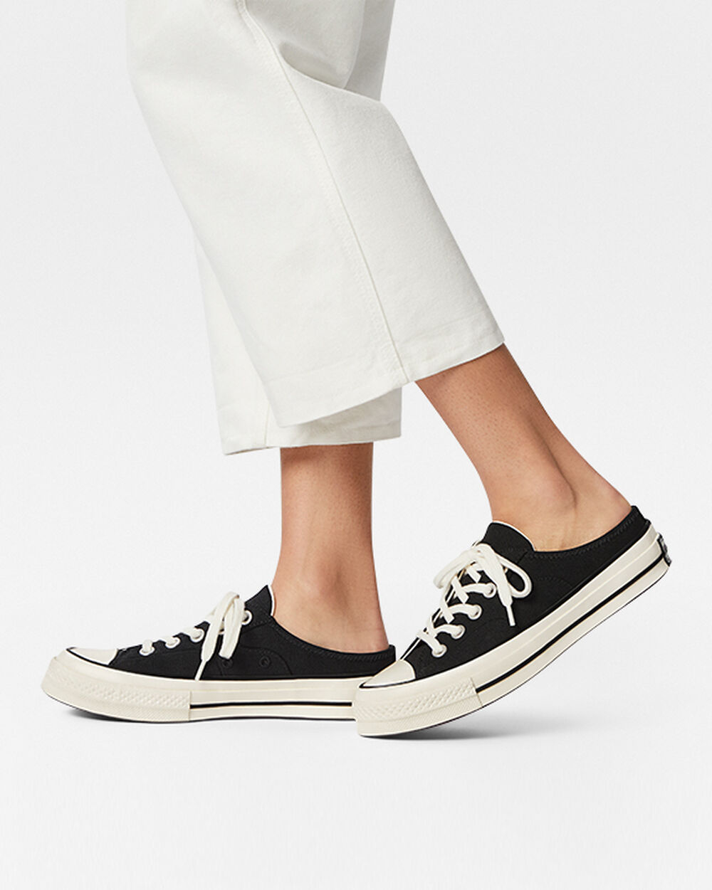 Mule Converse Chuck 70 Hombre Negras Blancas | Chile-38674