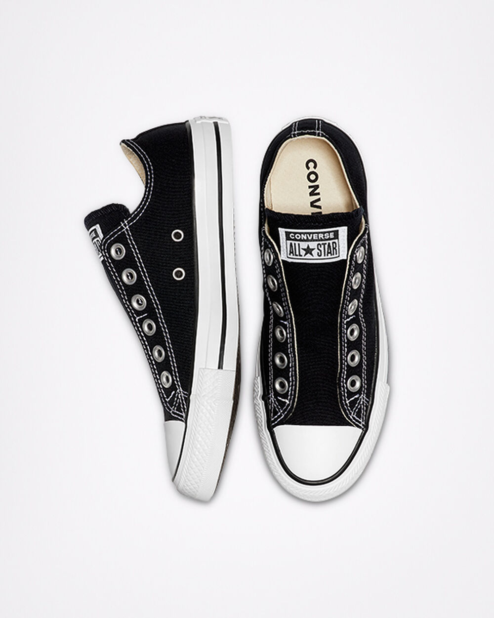 Slip On Converse Chuck Taylor All Star Mujer Negras Blancas Negras | Chile-58123