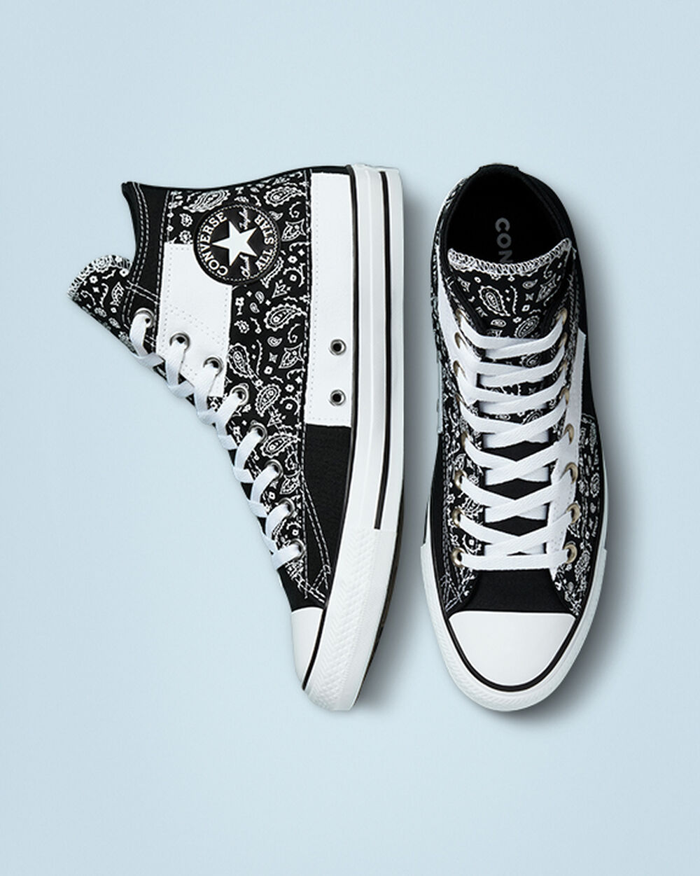 Zapatillas Converse Chuck Taylor All Star Hombre Negras Blancas Negras | Chile-03176