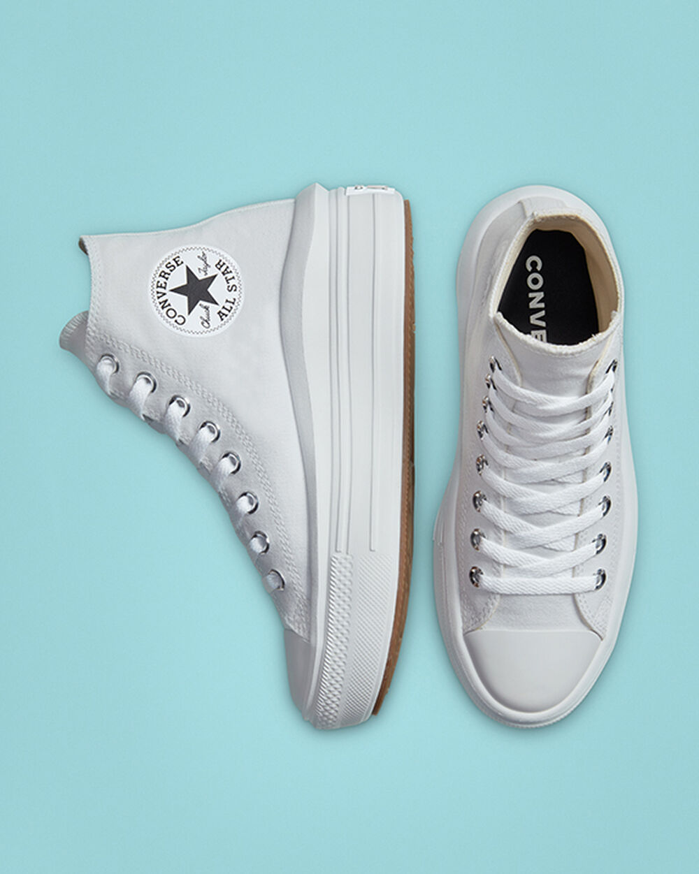 Zapatillas Converse Chuck Taylor All Star Move Mujer Blancas Beige Blancas Negras | Chile-09342