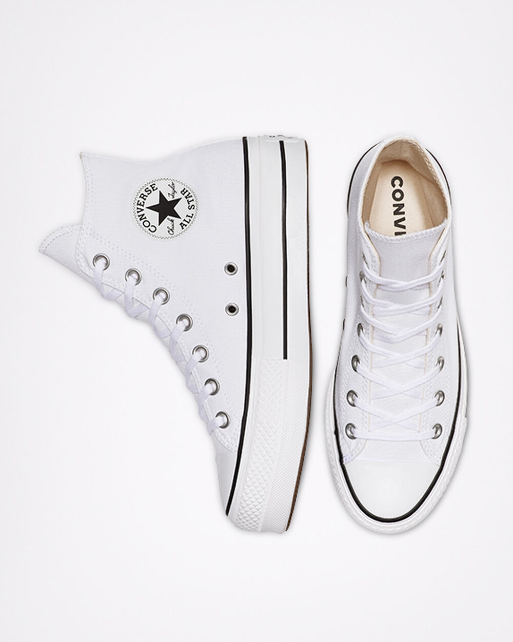 Zapatillas Converse Chuck Taylor All Star Mujer Blancas Negras Blancas | Chile-20493