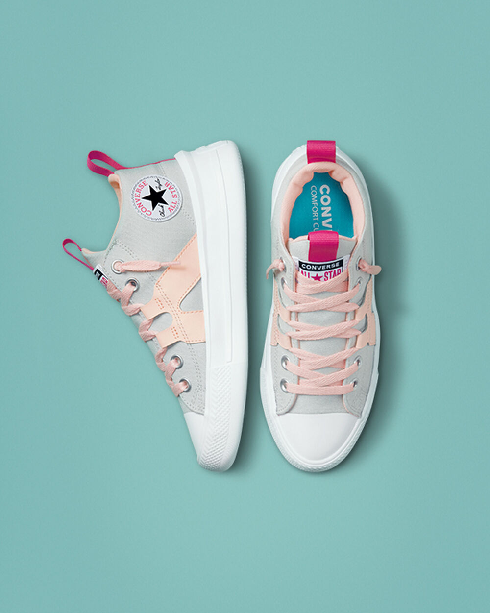 Zapatillas Converse Chuck Taylor All Star Niña Gris Claro Rosas | Chile-24039