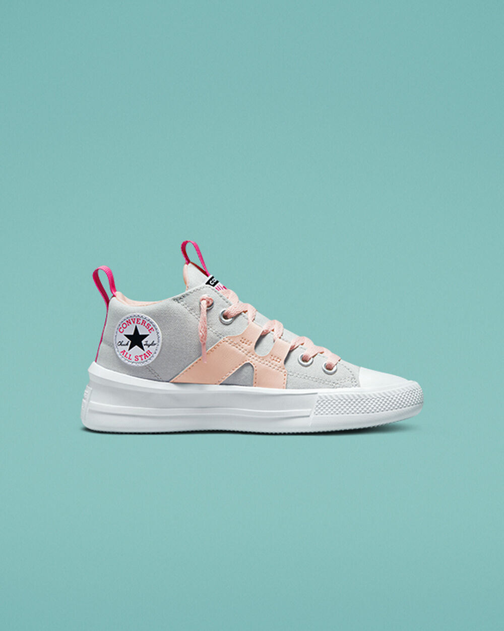 Zapatillas Converse Chuck Taylor All Star Niña Gris Claro Rosas | Chile-24039