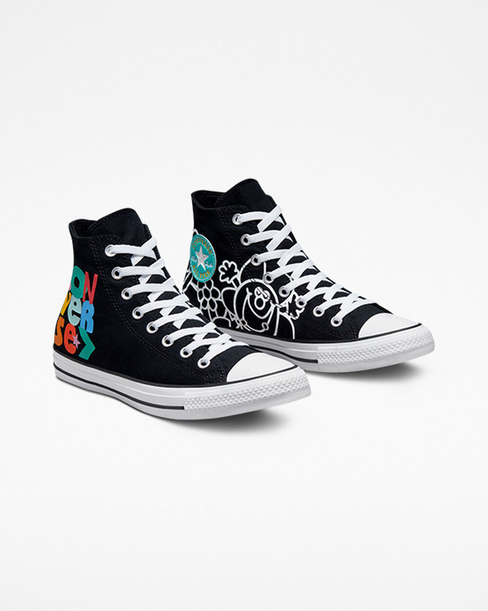 Zapatillas Converse Chuck Taylor All Star Hombre Negras Blancas | Chile-60974